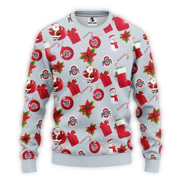Ohio State Buckeyes Santa Claus Snowman Ugly Sweater 1