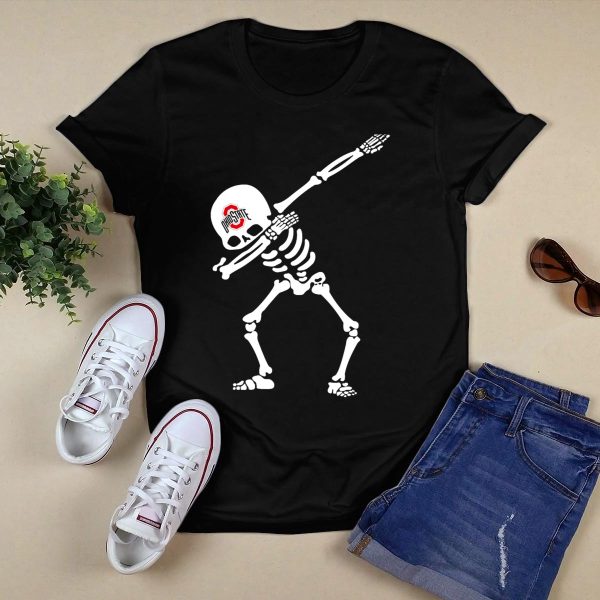Ohio State Buckeyes Skeleton Dabbing Football T Shirt Black 1