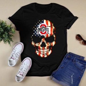 Ohio State Buckeyes Skull American Flag T Shirt