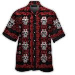 Ohio State Buckeyes Skull Floral Pattern Hawaiian Shirt