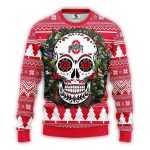 Ohio State Buckeyes Skull Flower Ugly Sweater