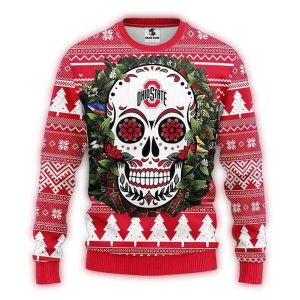 Ohio State Buckeyes Skull Flower Ugly Sweater