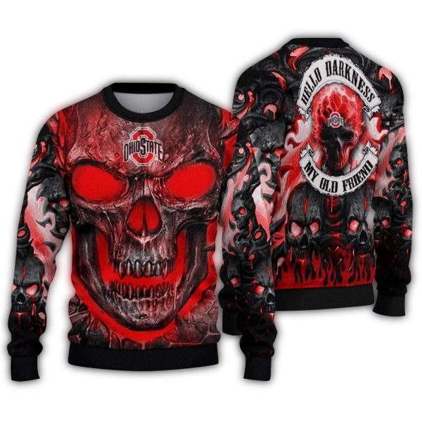Ohio State Buckeyes Skull Intensity Scarlet Ugly Sweater 1