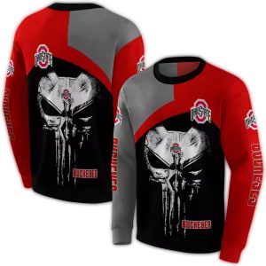 Ohio State Buckeyes Skull Punisher All-over Print Sweatshirt