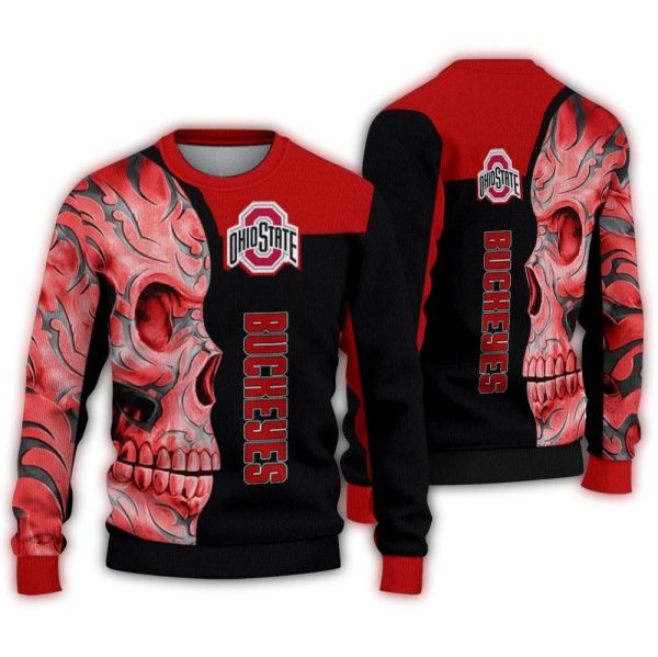 Ohio State Buckeyes Skull Swirl Ugly Sweater 1