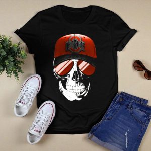 Ohio State Buckeyes Skull With Red Cap And Sunglasses T Shirt