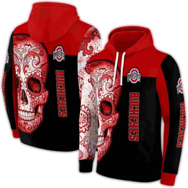 Ohio State Buckeyes Sugar Skull AOP Hoodie 1