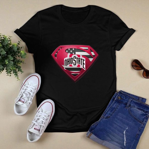 Ohio State Buckeyes Superman American Flag The 4th Of July shirt Black 1