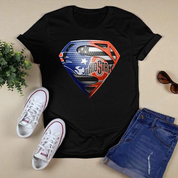 Ohio State Buckeyes Superman Logo With Stars And Stripes T Shirt Black 1