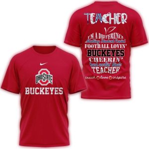 Ohio State Buckeyes Teacher Teach Love Inspire All-Over Print T Shirt
