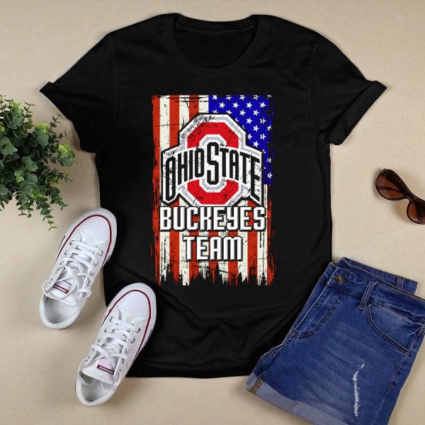 Ohio State Buckeyes Team Usa Flag T Shirt Black 1