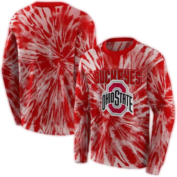 Ohio State Buckeyes Tie Dye Pattern AOP Sweatshirt 1
