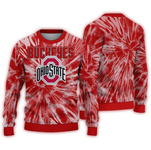 Ohio State Buckeyes Tie Dye Pattern Ugly Sweater 1