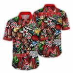 Ohio State Buckeyes Tiki Floral Summer Vacation Hawaiian Shirt