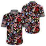Ohio State Buckeyes Tiki Pattern Floral Hawaiian Shirt