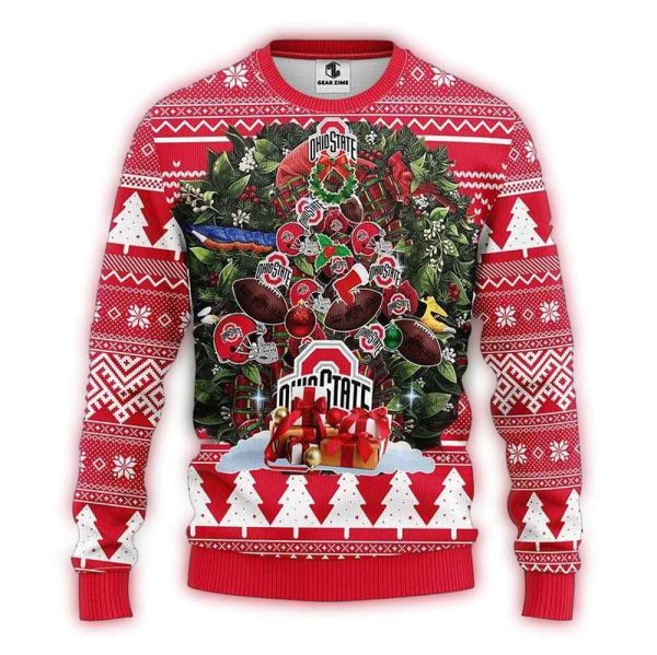 Ohio State Buckeyes Tree Ball Ugly Sweater 1