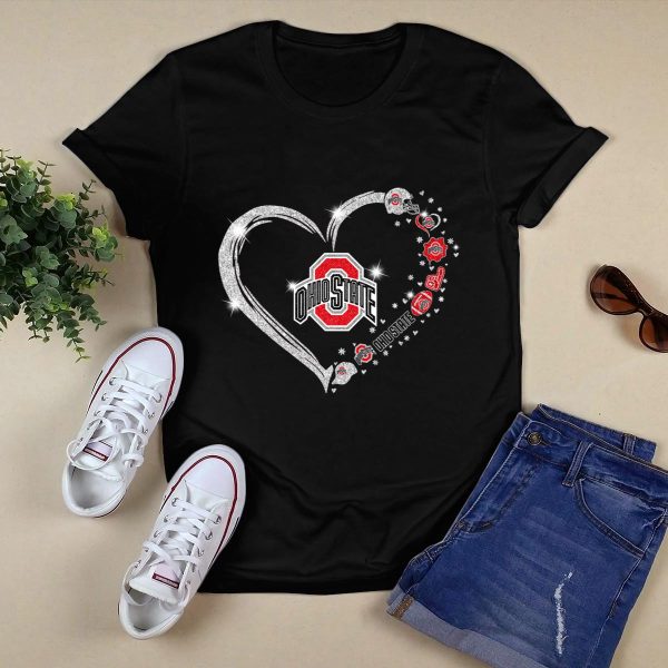 Ohio State Buckeyes Twinkle Heart Shirt Black 1