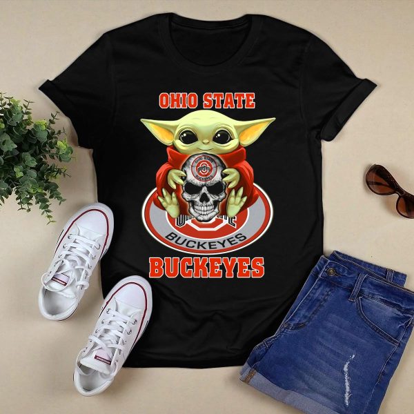 Ohio State Buckeyes Yoda Holding Skull T Shirt Black 1