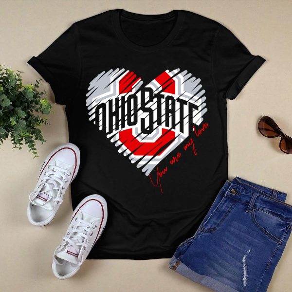Ohio State Buckeyes You Are My Love Heart T Shirt Black 1