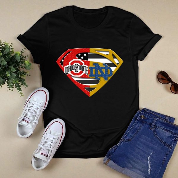 Ohio State Buckeyes and Notre Dame Fighting Superman logo Black 1
