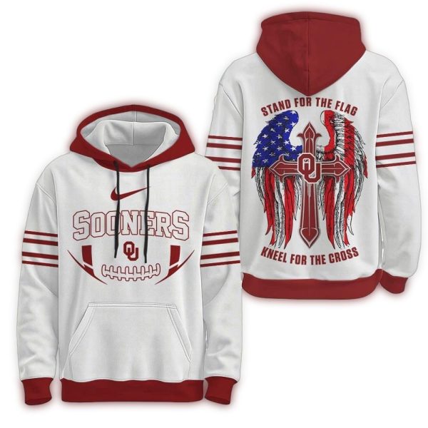 Oklahoma Sooners 2025 Stand For The Flag Kneel For the Cross Hoodie 1