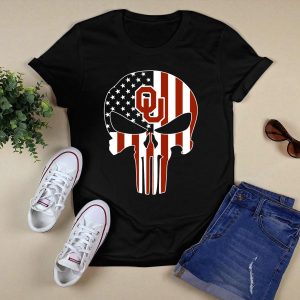 Oklahoma Sooners American Flag Skull T-Shirt