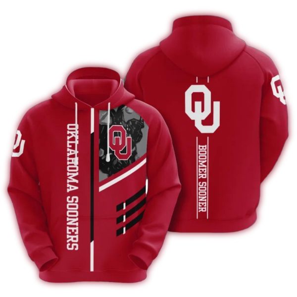 Oklahoma Sooners American Football Stripe AOP Hoodie 1