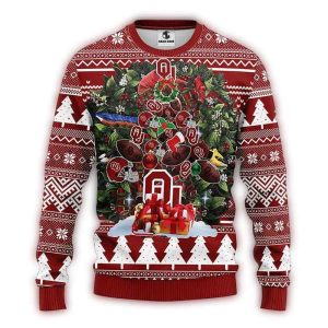 Oklahoma Sooners Ball Helmet Tree Ugly Sweater