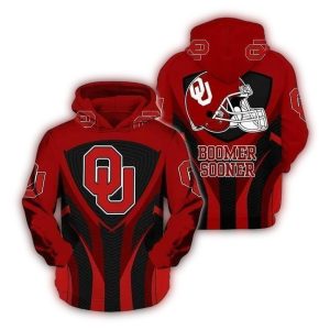 Oklahoma Sooners Boomer Sooner Helmet All-over Print Hoodie