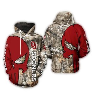 Oklahoma Sooners Camo Veteran Hunting All-over Print Hoodie