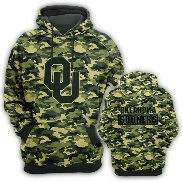 Oklahoma Sooners Camouflage Pattern AOP Hoodie 1