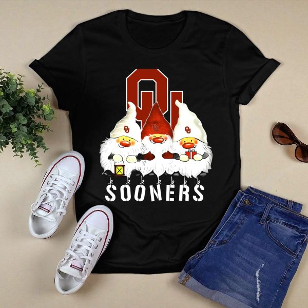 Oklahoma Sooners Christmas Gnomes Happy Holidays T Shirt 1