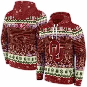 Oklahoma Sooners Christmas Trees All-over Print Hoodie
