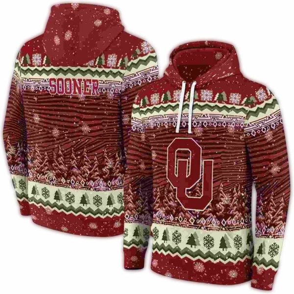 Oklahoma Sooners Christmas Trees AOP Hoodie 1