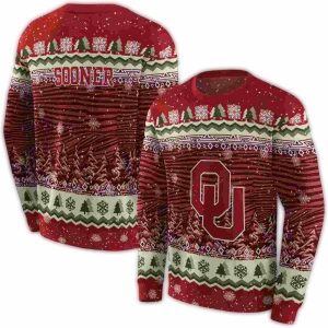Oklahoma Sooners Christmas Trees All-over Print Sweatshirt