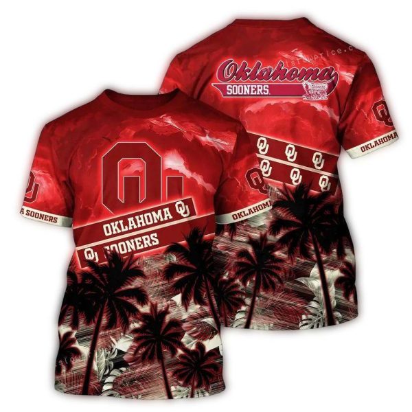 Oklahoma Sooners Coconut Sunset Tropical AOP T Shirt 1