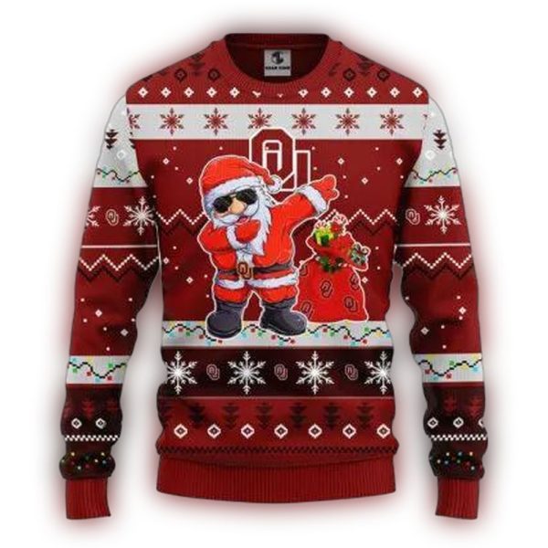 Oklahoma Sooners Dabbing Santa Claus Ugly Sweater 1