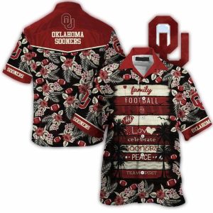 Oklahoma Sooners Family Football Floral Hawaiian Shirt