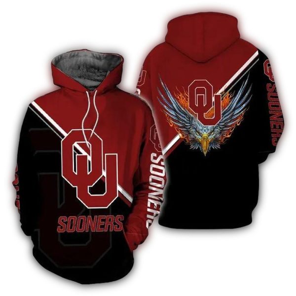 Oklahoma Sooners Fire Eagle AOP Hoodie 1