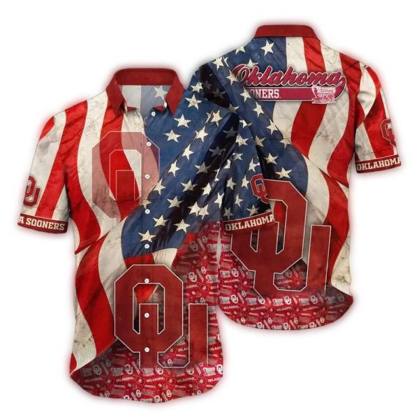 Oklahoma Sooners Flag American For 4th Of July Hawaiian Shirt 1