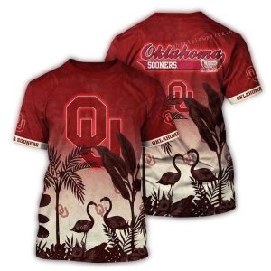Oklahoma Sooners Flamingo Landscape Vintage All-over Print T-Shirt