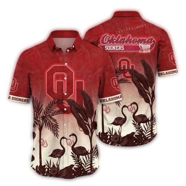 Oklahoma Sooners Flamingo Landscape Vintage Hawaiian Shirt 1