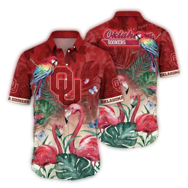 Oklahoma Sooners Flamingo and Parrot Art Hawaiian Shirt 1