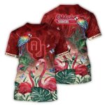 Oklahoma Sooners Flamingo And Parrot Art Op T Shirt