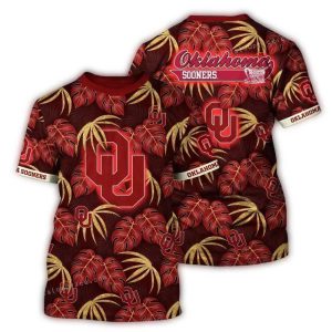 Oklahoma Sooners Floral Leafs Pattern Tropical All-over Print T-Shirt