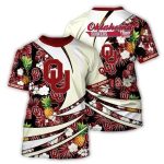 Oklahoma Sooners Floral Leafs Pineapple Tropical All-over Print T-Shirt