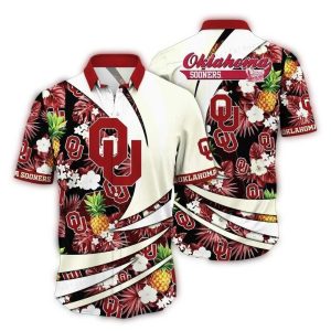Oklahoma Sooners Floral Leafs Pineapple Tropical Hawaiian Shirt