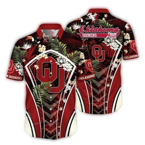 Oklahoma Sooners Floral Leafs Uniform Hawaiian Shirt 1