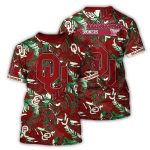 Oklahoma Sooners Floral Leafs Vintage All-over Print T-Shirt