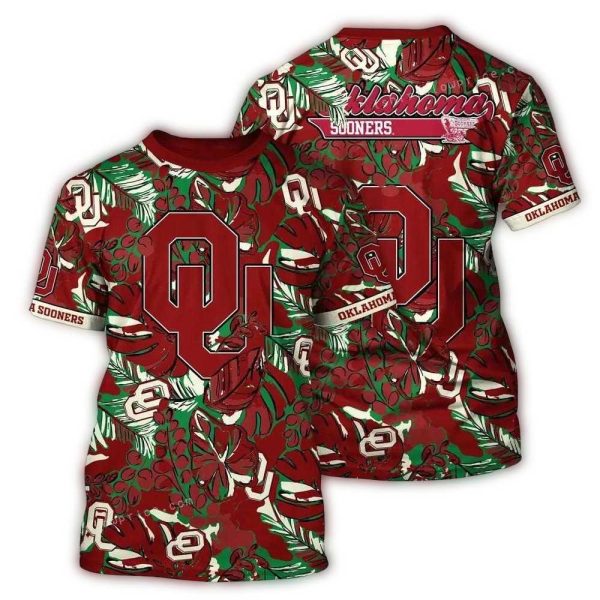 Oklahoma Sooners Floral Leafs Vintage AOP T Shirt 1